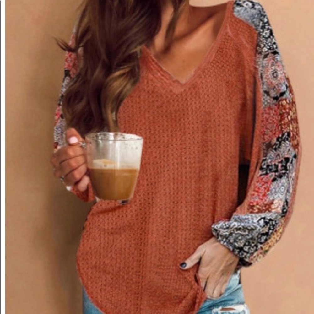 🍁🍁Thermal top contrast sleeves in plus sizes🍁🍁